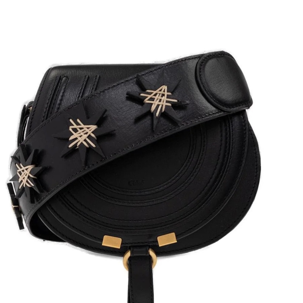 Chloe Black Crossbody Bag with Gold Accents